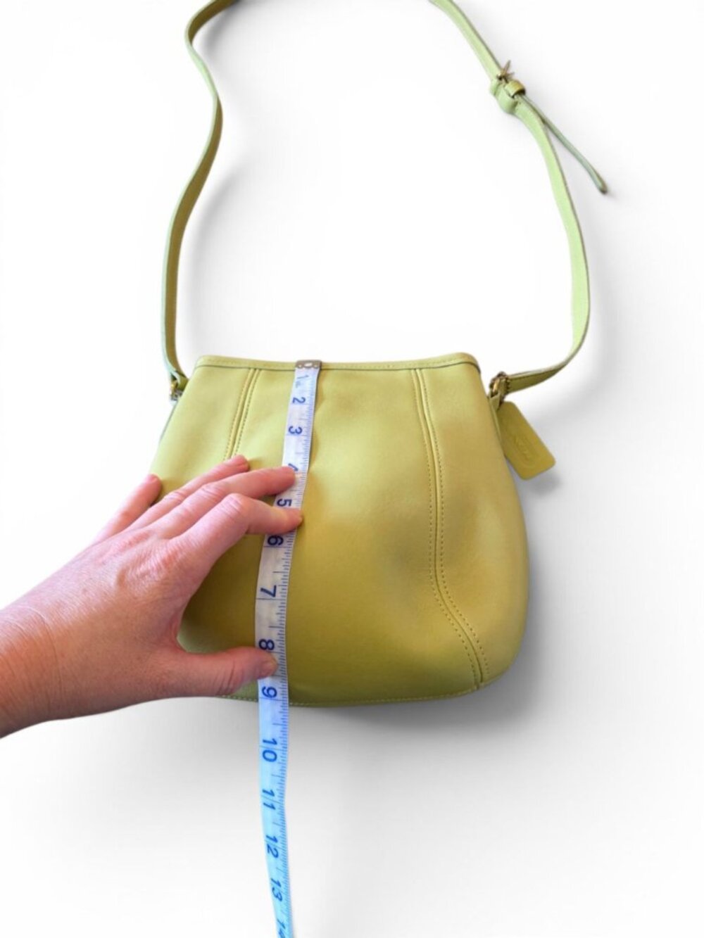 Vintage Coach 9990 Lime Pistachio Leather Small Framed Crossbody USA Rare - Picture 15 of 16